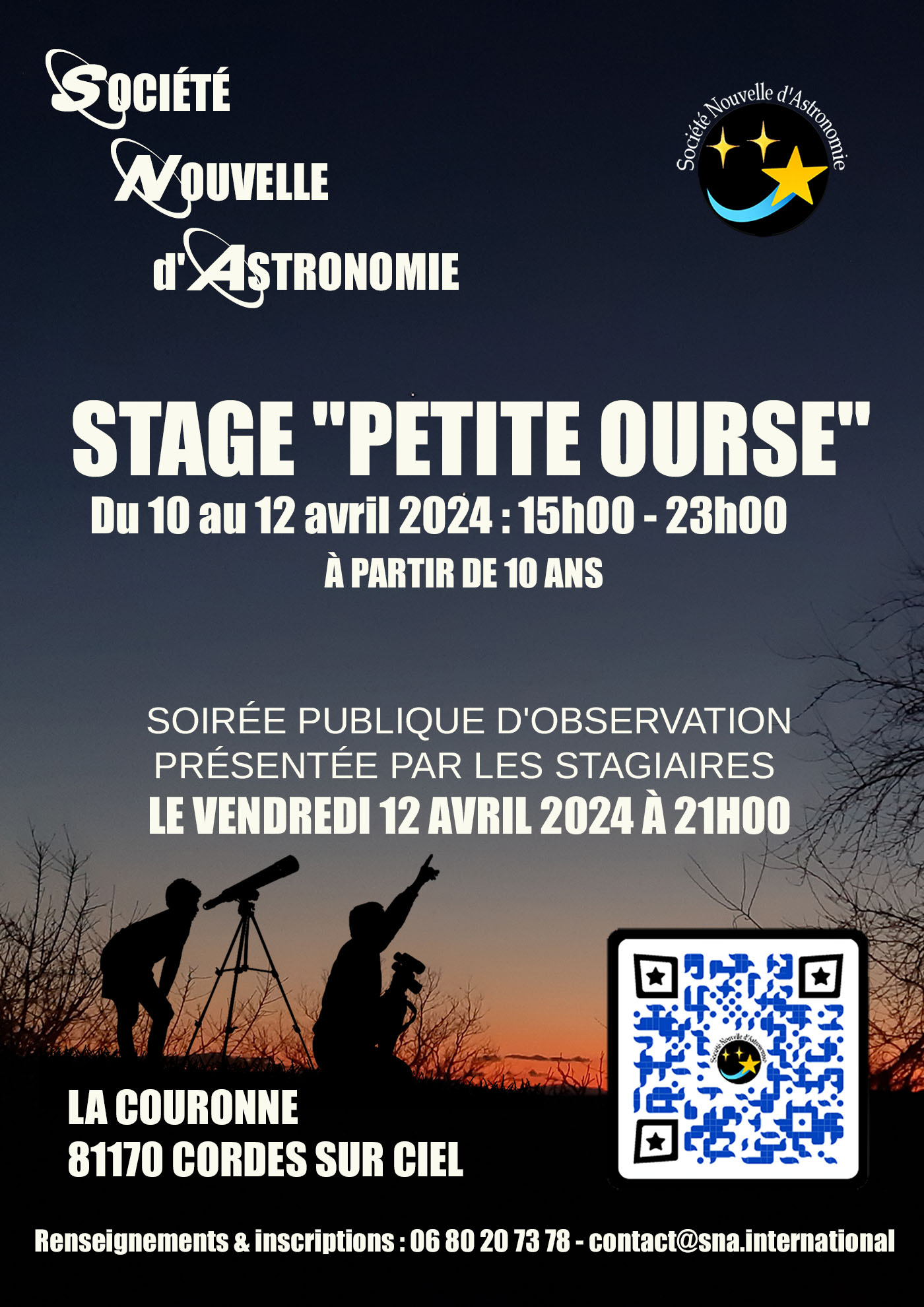 Stage d'astronomie "Petite Ourse" - Avril 2024