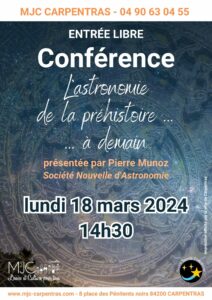 Affiche de la conférence "L'astronomie de la préhistoire à demain"