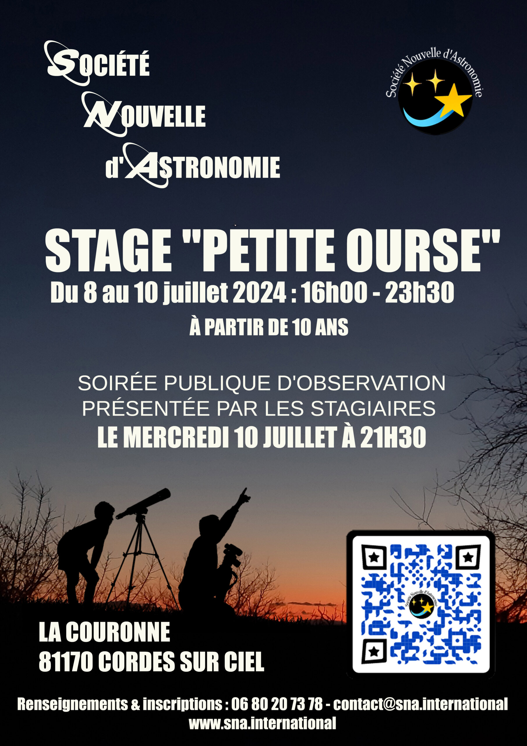 Stage d'astronomie "Petite Ourse" du 10 au 12 juillet 2024