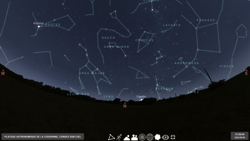 Copie d'écran de Stellarium web