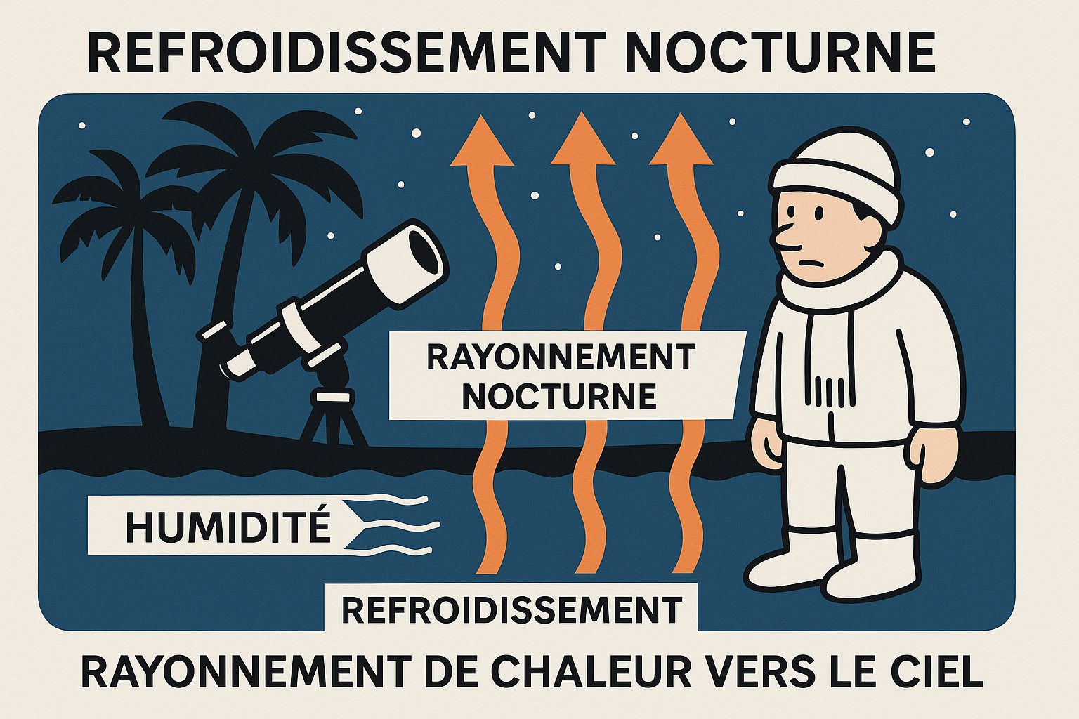 Rayonnement nocturne et refroidissement pendant les observations astronomiques