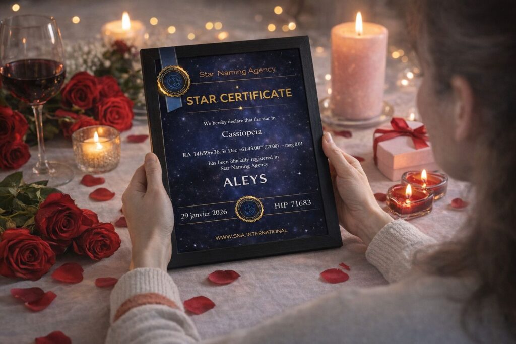 Certificat 'étoile au nom d'Aleys