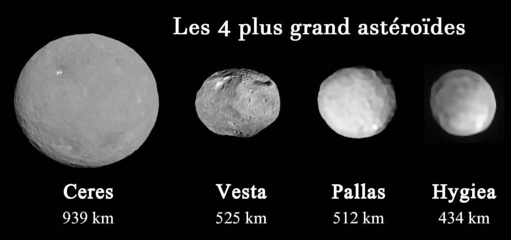 Les 4 plus grands asteroides
