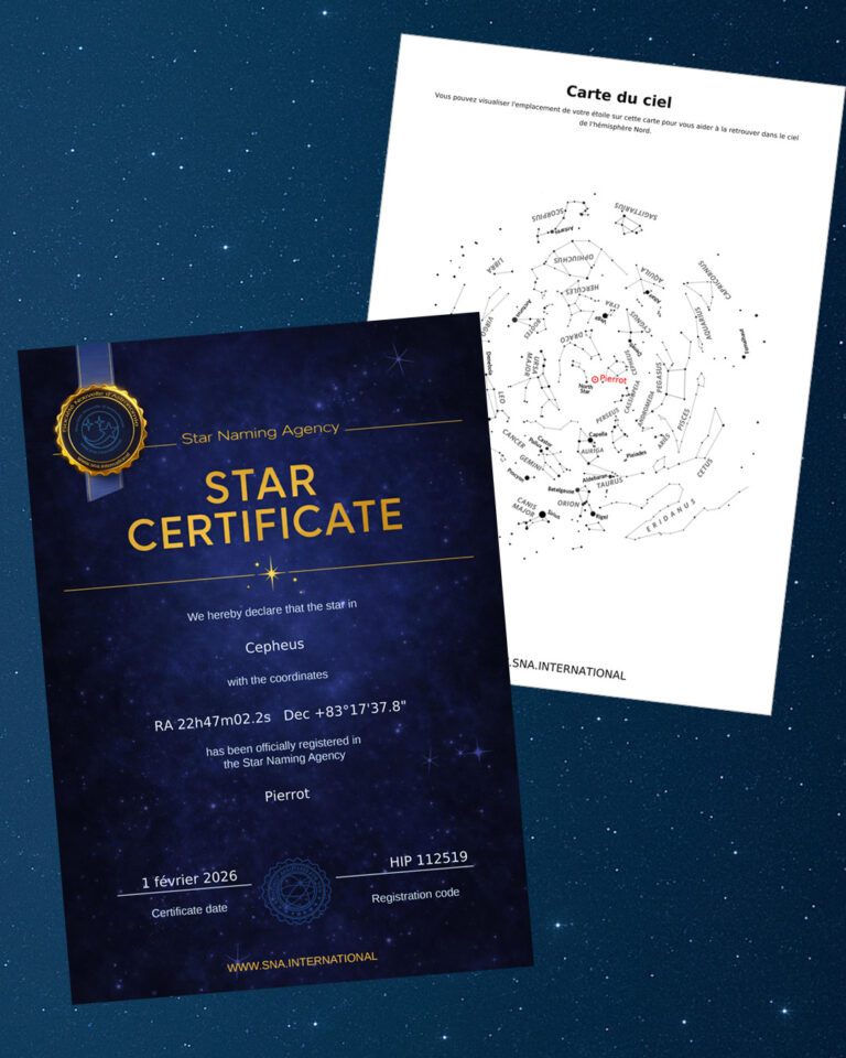 Certificat d'étoile personnalisé