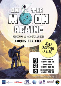 Observation de la Lune au télescope pendant On the Moon Again 2026 à Cordes-sur-Ciel